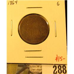 1864 Two Cent Piece, G, value $15