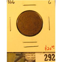 1866 Two Cent Piece, G, value $20