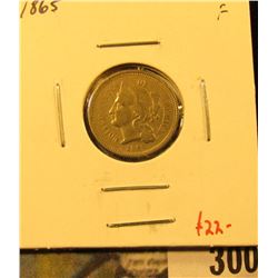 1865 3 Cent nickel, F, value $22