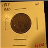 Image 1 : 1867 with rays Shield Nickel, G+, value $35