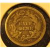 Image 2 : 1861 Seated Liberty Half Dime, G+, value $16