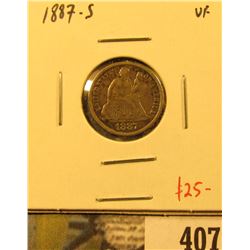 1887-S Seated Liberty Dime, VF, value $25