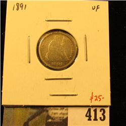 1891 Seated Liberty Dime, VF, value $25