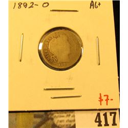 1892-O Barber Dime, AG+, value $7