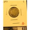Image 1 : 1893 Barber Dime, G, value $8