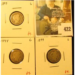 Group of (3) Barber Dimes, 1897, 1898, 1899, all G, group value $12