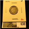 Image 1 : 1901 Barber Dime, VF, value $10