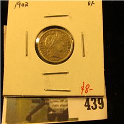 1902 Barber Dime, VF, value $8