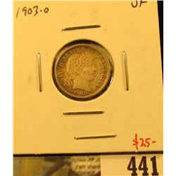 1903-O Barber Dime, VF, value $25