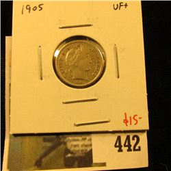 1905 Barber Dime, VF+, value $15