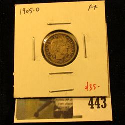1905-O Barber Dime, F+, value $35
