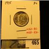 Image 1 : 1935 Mercury Dime, BU, MS63=$15, MS65-$35, value $15 to $35