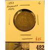 Image 1 : 1853 Arrows & Rays Seated Liberty Quarter, G, value $25