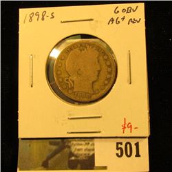 1898-S Barber Quarter, G obverse, AG+ reverse, better date, value $9