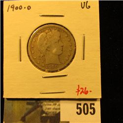1900-O Barber Quarter, VG, better date, value $26