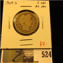 1909-S Barber Quarter, G obverse, AG reverse, value $7