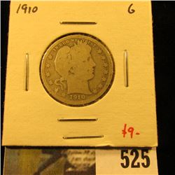 1910 Barber Quarter, G, value $9
