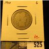 Image 1 : 1910 Barber Quarter, G, value $9