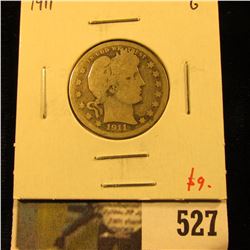 1911 Barber Quarter, G, value $9