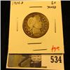 Image 1 : 1914-D Barber Quarter, G+ toned, value $9