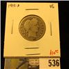 Image 1 : 1915-D Barber Quarter, VG, value $10