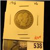 Image 1 : 1916 Barber Quarter, VG, value $10