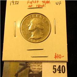 1932 Washington Quarter, VF, first year of issue, value $10