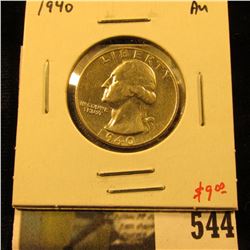 1940 Washington Quarter, AU, value $9