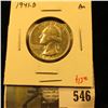 Image 1 : 1941-D Washington Quarter, AU, value $13