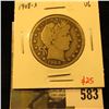 Image 1 : 1908-S Barber Half Dollar, VG, value $25