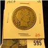 Image 1 : 1915-D Barber Half Dollar, VG, value $17