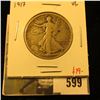 Image 1 : 1917 Walking Liberty Half Dollar, VG, value $19
