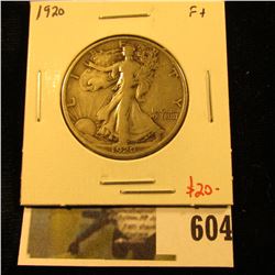 1920 Walking Liberty Half Dollar, F+, value $20