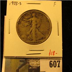 1933-S Walking Liberty Half Dollar, F, value $18