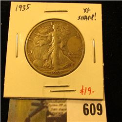 1935 Walking Liberty Half Dollar, XF, sharp, value $19
