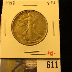 1937 Walking Liberty Half Dollar, XF+, value $18