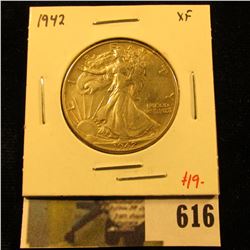 1942 Walking Liberty Half Dollar, XF, value $19