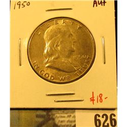 1950 Franklin Half Dollar, AU+, value $18