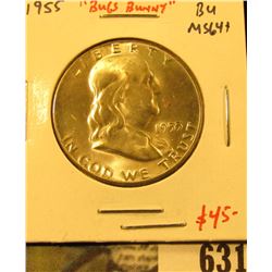 1955 Franklin Half Dollar,  Bugs Bunny  variety, BU MS64+, value $45