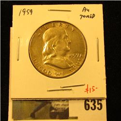 1959 Franklin Half Dollar, AU toned, value $15