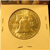 Image 2 : 1960 Franklin Half Dollar, BU MS63+ from Mint Set, MS63 value $18, MS65 value $100, value $18 to $10