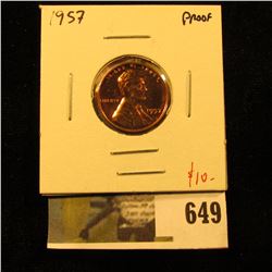 1957 Lincoln Cent, PROOF, value $10