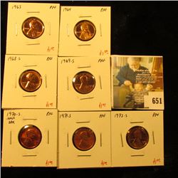 Group of (7) PROOF Lincoln Cents, 1963, 1964, 1968-S, 1969-S, 1970-S large date, 1971-S, 1972-S, gro