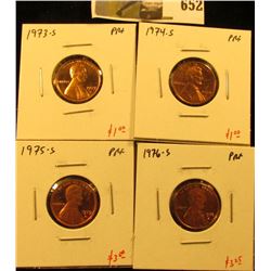 Group of (4) PROOF Lincoln Cents, 1973-S, 1974-S, 1975-S, 1976-S, group value $8+