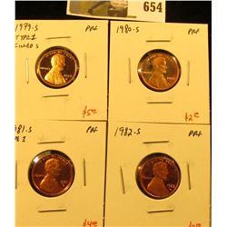 Group of (4) PROOF Lincoln Cents, 1979-S type 1, 1980-S, 1981-S type 1, 1982-S, group value $14