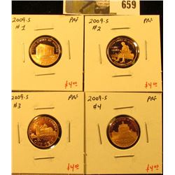 Group of (4) PROOF Lincoln Cents, 2009-S 4 coin Lincoln Bicentennial Commemoratives, group value $16