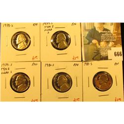 Group of (5) PROOF Jefferson Nickels, 1978-S, 1979-S type 1, 1979-S type 2, 1980-S, 1981-S, group va