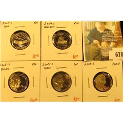 Group of (5) PROOF Jefferson Nickels, 2004-S Peace, 2004-S Keelboat, 2005-S Bison, 2005-S Ocean, 200
