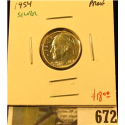 1954 Silver PROOF Roosevelt Dime, value $18
