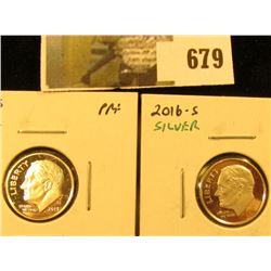 (2) Silver PROOF Roosevelt Dimes, 2013-S & 2016-S, pair value $10